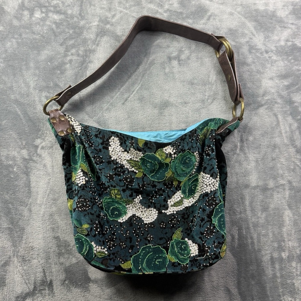Braciano Velvet Floral Sequin Shoulder Bag Boho Y2K Purse With Coin Pouch